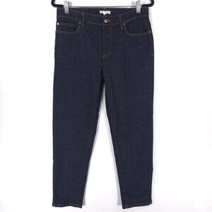 EILEEN‎ FISHER ORGANIC COTTON High Rise Straight Tapered Jeans F19BD Size 8